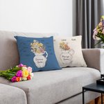 Personalized Multi-colour 1-12 Birth Flowers Pillow Cover with Names Housewarming Mother's Day Gift for Mom Grandma