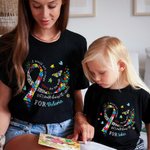 Personalized Autism Ribbon Awareness 100% Cotton Kid Adult T-shirt with Name World Autism Day Birthday Encouragement Gift for Family Friend
