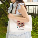 Personalizada de dibujos animados de punto Nombre Bolsa de viaje con asa de cuero Accesorios de viaje Regalo de cumpleaños para los amantes de la costura ganchillo