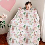 Gepersonaliseerde Schattige Bunny Zachte Deken met Naam Baby Shower Ontvangstcadeau voor Pasgeborene