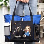 Personalizada Zodiaco Nacimiento Flor Nombre Bolsa Tote Grande con Bolsillos de Malla Regalo de Graduación Cumpleaños para Graduados Mujeres