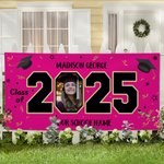 Personalizado Congrats Grad Cap Multicolor Clase de 2025 Banner con Foto y Nombre Fiesta Decoración Regalo de Graduación para Graduados Amigos