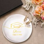 Personalisierte Graduation Cap Keramik Trinket Schmuck Schale mit Namen und Text Klasse von 2025 Graduierung Geschenk für Frauen Absolventen