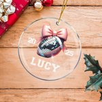 Personalised Disco Coquette Bow Basketball Baseball Softball Acrylic Ornament with Name Year Christmas Tree Decor Gift for Girls Sports Lover