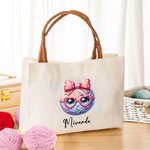 Personalizada de dibujos animados de punto Nombre Bolsa de viaje con asa de cuero Accesorios de viaje Regalo de cumpleaños para los amantes de la costura ganchillo