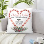 Personalizzato Love You to the North Pole & Back Throw Pillow Cover Candy Cane Natale Home Decor Regalo di Natale per la famiglia coppia
