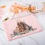 Gepersonaliseerd aquarel landmark make-up tasje met naam Verjaardag Kerstcadeau voor vrouwen