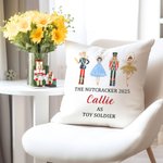 Personalised Cute Nutcracker Soft Throw Pillow Cover with Year and Name Home Decor Christmas Gift for Family