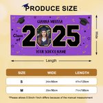 Personalizado Congrats Grad Cap Multicolor Clase de 2025 Banner con Foto y Nombre Fiesta Decoración Regalo de Graduación para Graduados Amigos