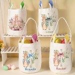 Personalizada Floral Cruz Peter Rabbit Orejas Cesta con Nombre Fiesta de Pascua Huevos de Caza Cumpleaños Regalo para Niños Niñas