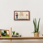 Personalized Best Dad Mom by Par Cartoon Golf Character Wooden Plaque with 1-8 Names and Holder Home Decor Father's Day Birthday Gift for Golf Lovers