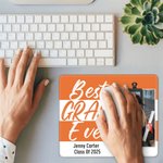 Personalisierte Multicolor Streifen Best Grad Ever Foto Anti-Rutsch-Mauspad mit Namen und Klasse von 2025 Graduierung Geschenk für Absolventen Senioren