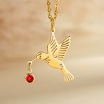 Collar Colibrí Personalizado con Piedra de Nacimiento Joya de Pájaro Regalo de Cumpleaños Aniversario Día de la Madre para Mujer