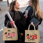 Personalized Cartoon Graduate Character Large Jute Tote Bag with Name Travel Essentials Graduation Gift for Women Men