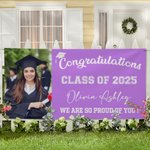 Personalized Congratulations Proud of You Multicolor Photo Banner with Name Class of 2025 Graduation Backdrop Party Decor Gift for Graduates