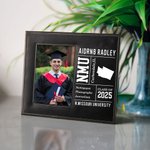 Personalised Graduation Leather Photo Frame with School inforamtion and Map Graduation Memorial Gift for Class of 2025 Graduates