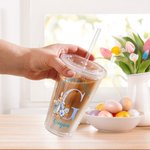 Personalized Cute Bunny Floral Initial 16oz Name Acrylic Tumbler with Straw and Lid Happy Easter Party Birthday Gift for Boys Girls