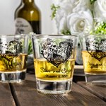 Verres à shot personnalisés avec nom Lot de 6 verres à shot en forme de squelette Cadeau d'anniversaire de mariage de célibataire pour les couples de jeunes mariés