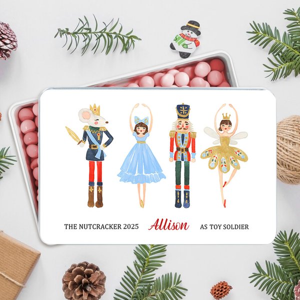 Personalized Cute Nutcracker Food Grade Metal Biscuit Tin Box with Year and Name Christmas Gift for Family