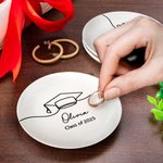 Personalisierte Graduation Cap Keramik Trinket Schmuck Schale mit Namen und Text Klasse von 2025 Graduierung Geschenk für Frauen Absolventen