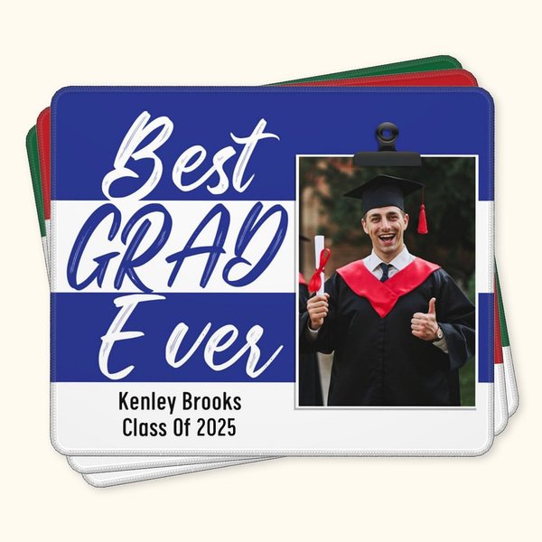 Personlig flerfärgad Stripes Best Grad Ever Foto Halkfri musmatta med namn och Class of 2025 Graduation Gift för Graduates Seniors