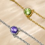 Personalisierte Zierliche Initiale Handkette mit Ring und Geburtsstein Verstellbares Armband Geburtstag Valentinstag Geschenk für Damen