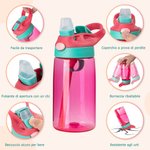 Borraccia da 475ml personalizzata con nome e fiore di nascita con beccuccio in silicone e manico grado alimentare regalo di inizio scuola per bambini