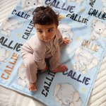 Gepersonaliseerde Schattige Maan Ster Olifanten Zachte Deken met Meerdere Namen Kamer Decor Eerste Moederdag Baby Shower Gift voor Baby Jongens Meisjes