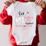 Personalized Cute Elephant Our 1st Mother's Day Together 100% Cotton Adult T-shirt with Names Gift for New Mom