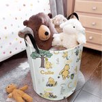 Personalized Classic Winnie the Pooh Waterproof Collapsible Laundry Storage Basket with Name and Handle Birthday Holiday Gift for Kids