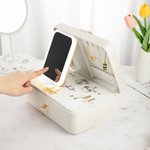 Personalizzato Vintage Birth Flower Multi-Compartimenti Nome Portagioie con LED Specchio per il trucco Accessori da viaggio Regalo di compleanno per le donne