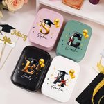 Personalized Balloon Grad Cap Initial Leather Jewellery Box with Name Year and LED Tri-Colour Makeup Mirror Birthday Graduation Gift for Graduates