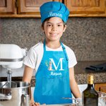 Personalized Bunny Name Adjustable Kid Apron Chef Hat Set with Initial Easter Gift for Boys Girls