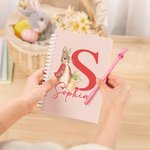 Personalised Multicolour Peter Rabbit A5 Spiral Notebook and Bunny Pen Set with Initial and Name Recording Accessories Easter Birthday Gift for Kids