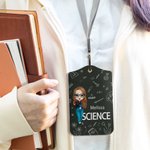 Personalisierte Lehrmittel Blume Cartoon Charakter Leder ID Badge Holder mit Namen und Lanyard Büro zurück zu Schule Lehrer Tag Geschenk für Lehrer