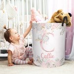 Personalisierte wasserdichte große Kapazität Blume anfängliche Name Wäsche Lagerung Korb mit Griff Geburtstag Housewarming Geschenk für Kinder Familie