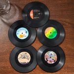 Personalized Set of 2 Classic Vinyl Record Design Coaster with Photo Home Decor Birthday Gift for Vinyl Lovers