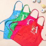 Personalized Bunny Name Adjustable Kid Apron Chef Hat Set with Initial Easter Gift for Boys Girls