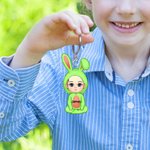 Llavero de acrílico personalizado con nombre de conejito lindo traje de dibujos animados Fiesta de Pascua Cumpleaños Regalo para niños Niñas