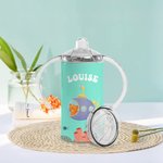 Personalisierte 355 ml Tauchen Tier Design Schnabeltasse mit Namen 2 Deckel und Farbvarianten Geburtstag Geschenk für Jungen Mädchen