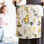 Personalized Classic Winnie the Pooh Waterproof Collapsible Laundry Storage Basket with Name and Handle Birthday Holiday Gift for Kids