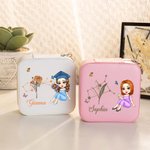 Personalized Cartoon Graduate Horoscope Birth Flower Jewellery Box with Name Graduation Birthday Gift for Women