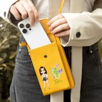 Personalizada de dibujos animados de moda de la muchacha de piedra de nacimiento de cuero PU Crossbody cartera con nombre y ranuras para tarjetas de viaje Accesorios de regalo de cumpleaños para las m