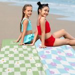 Personalisiertes Sommerblumen Kokosnuss Karomuster Strandtuch mit Namen Schnell Trocknend Reise Zubehör Geburtstag Geschenk für Kinder Familie Freunde