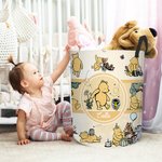 Personalized Classic Winnie the Pooh Collapsible Waterproof Laundry Storage Basket with Name and Handle Birthday Gift for Boys Girls