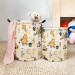 Personalized Classic Winnie the Pooh Waterproof Collapsible Laundry Storage Basket with Name and Handle Birthday Holiday Gift for Kids