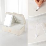 Personalizzato Vintage Birth Flower Multi-Compartimenti Nome Portagioie con LED Specchio per il trucco Accessori da viaggio Regalo di compleanno per le donne