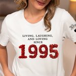 Personalisierte Geburtsjahr Rosen Federn Sukkulenten Design T-shirt Sweatshirt mit Namen Geburtstag Geschenk für Freunde und Familien