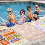 Personalisiertes Sommerblumen Kokosnuss Karomuster Strandtuch mit Namen Schnell Trocknend Reise Zubehör Geburtstag Geschenk für Kinder Familie Freunde