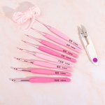 Personalisierte niedlichen Bogen Glas Garn Ball Ergonomische 8Pcs Häkelhaken Set mit Namen und Schere Aufbewahrungsbox Geburtstagsgeschenk für Crochet Lovers